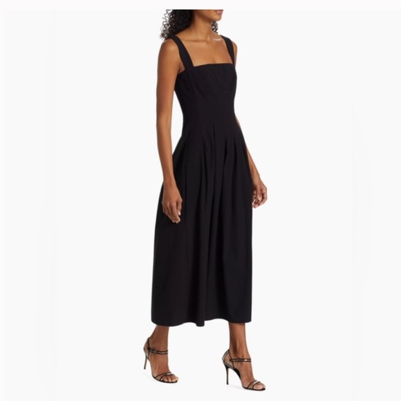 Reformation Black Mika Fit & Flare Midi Dress Womens Size 10 - Picture 3 of 11